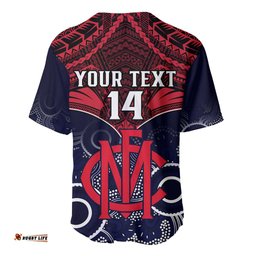 Personalised Melbourne Football Baseball Jersey Shirt Go Demons Aboriginal Mix Polynesian Pattern
