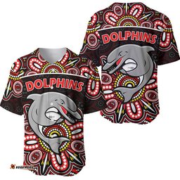 Dolphins Rugby Baseball Jersey Shirt Aboriginal Dot Painting