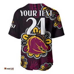 Custom Personalised NRL Brisbane Broncos Rugby 1987 Aboriginal Baseball Jersey Shirt