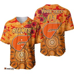 Custom Personalised Greater Western Sydney Giants ANZAC Baseball Jersey Shirt Indigenous Vibes