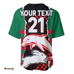 Custom Text And Number NRL Combine Rabbitohs and Dolphins Baseball Jersey Shirt 04