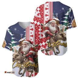 Kangaroo Australia Christmas Baseball Jersey Shirt Xmas Pattern