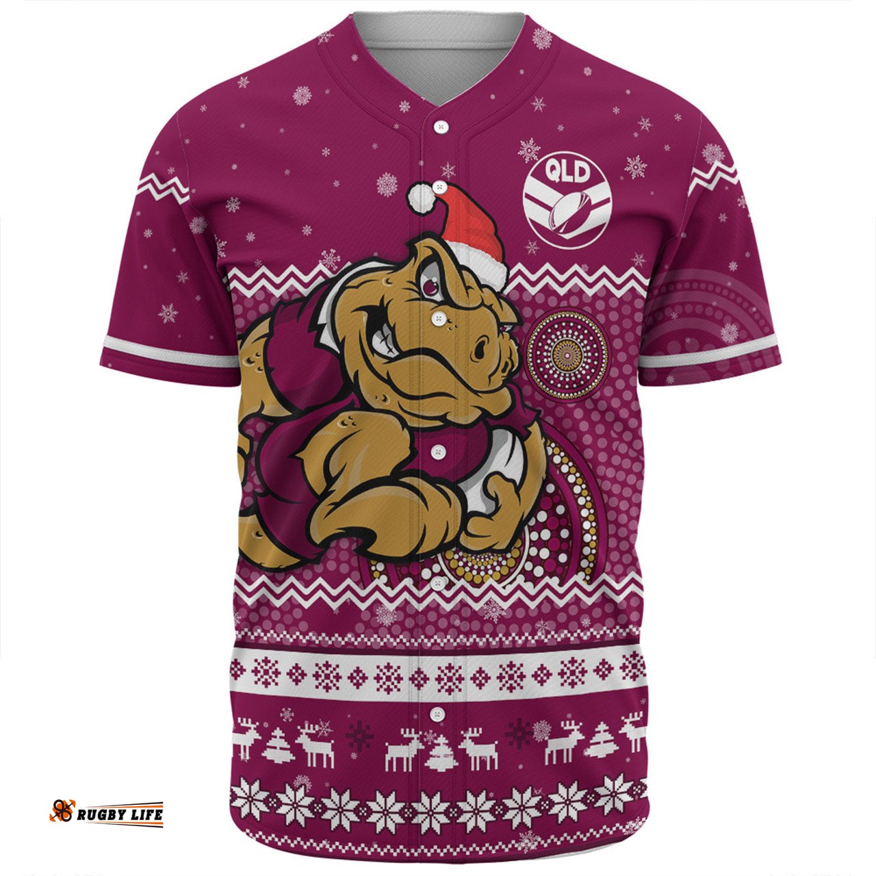 Queensland Cane Toads Christmas Custom Baseball Shirt - Ugly Xmas And Aboriginal Patterns For Die Hard Fan Baseball Shirt