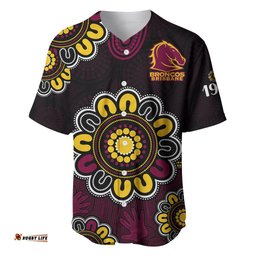 NRL Brisbane Broncos Rugby 1987 Aboriginal Baseball Jersey Shirt