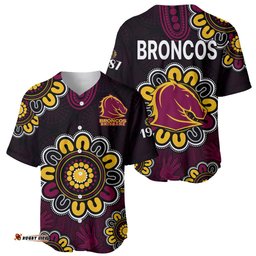 NRL Brisbane Broncos Rugby 1987 Aboriginal Baseball Jersey Shirt
