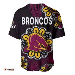 NRL Brisbane Broncos Rugby 1987 Aboriginal Baseball Jersey Shirt