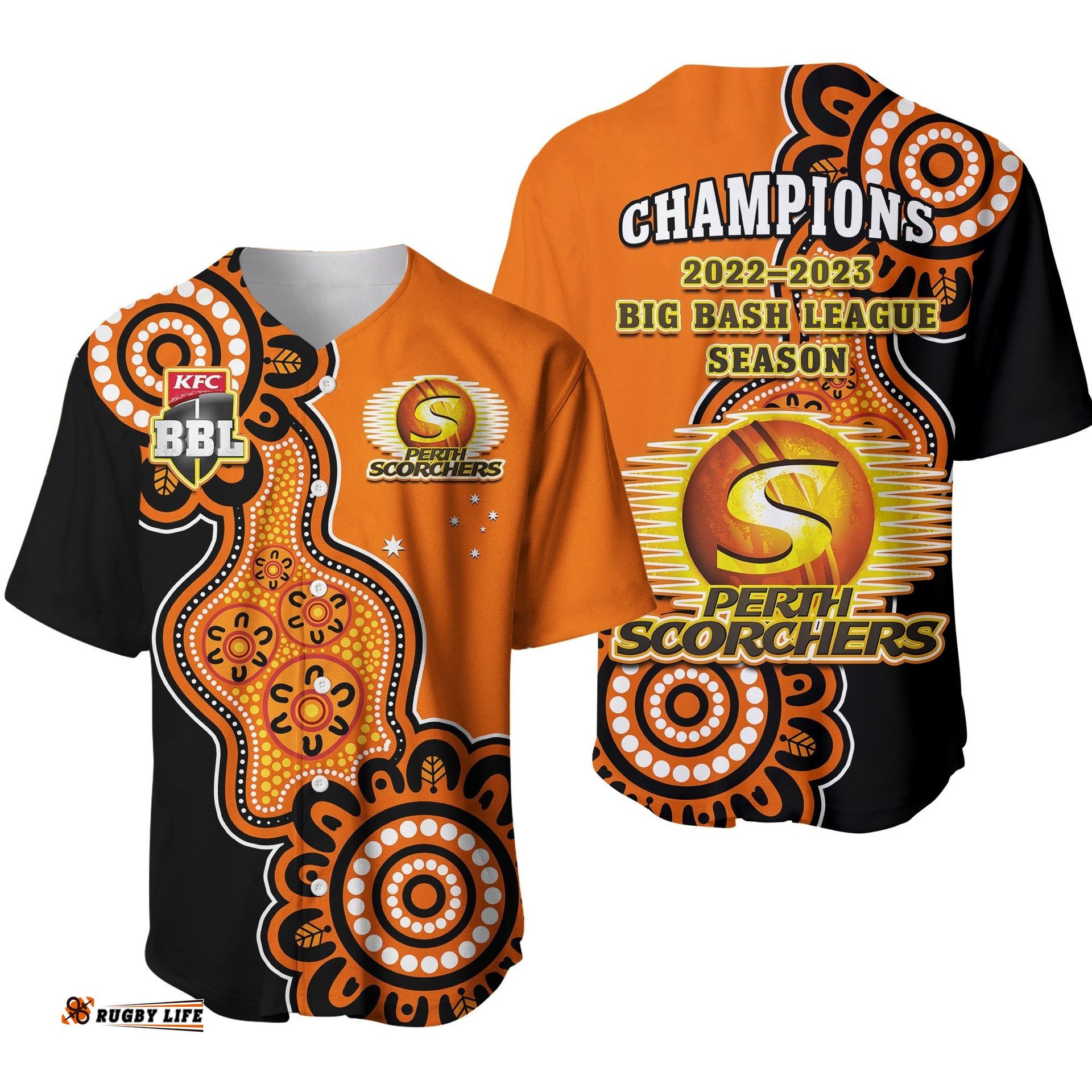 Perth Scorchers Cricket Baseball Jersey Shirt We Are The Champions Aboriginal Ver.01