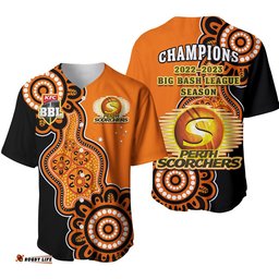 Perth Scorchers Cricket Baseball Jersey Shirt We Are The Champions Aboriginal Ver.01