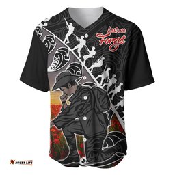 Aotearoa ANZAC Day Baseball Jersey Shirt Maori Fern With Poppy Vibe