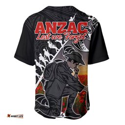 Aotearoa ANZAC Day Baseball Jersey Shirt Maori Fern With Poppy Vibe