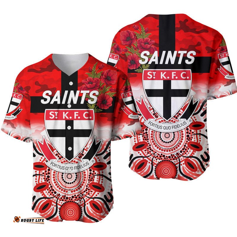 St Kilda Saints ANZAC Baseball Jersey Shirt Indigenous Vibes