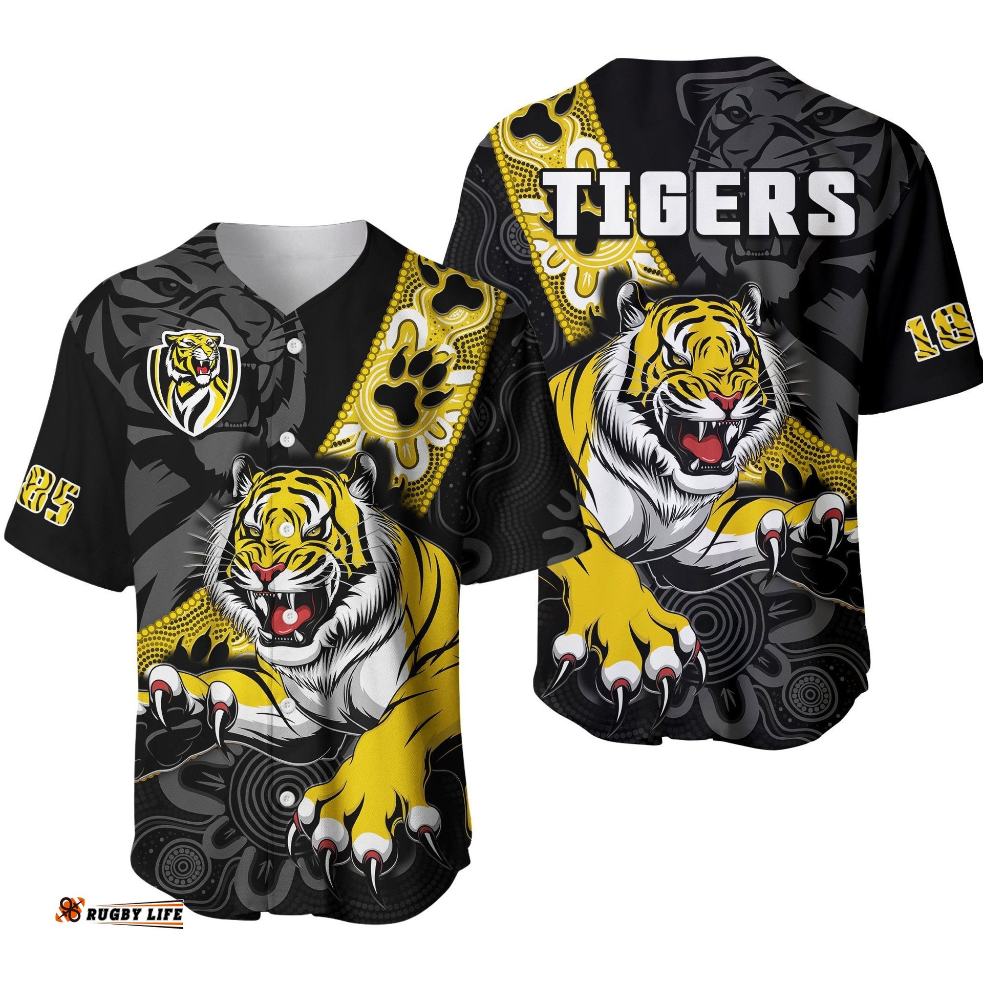 Richmond Football Baseball Jersey Shirt Tigers 1885 Indigenous Basic Style