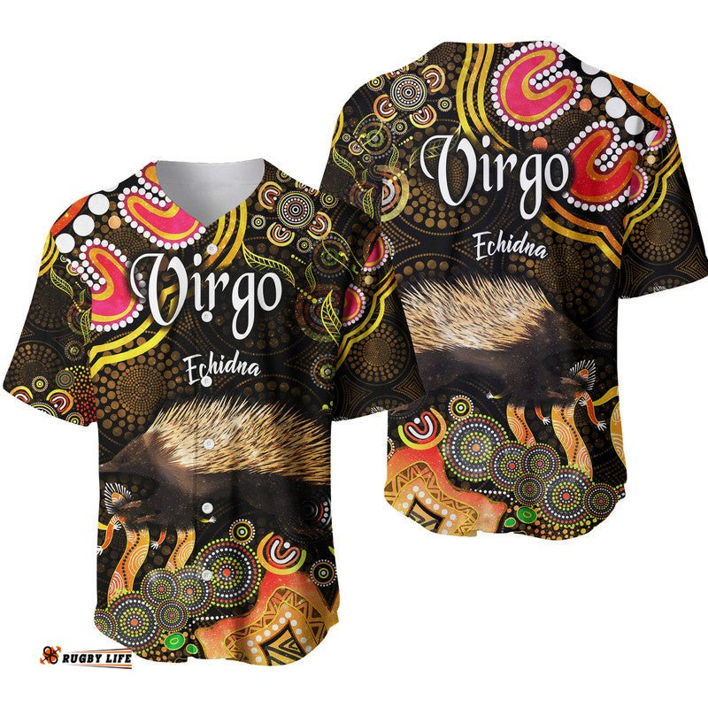Australian Astrology Baseball Jersey Shirt Virgo Echidna Zodiac Aboriginal Vibes Gold