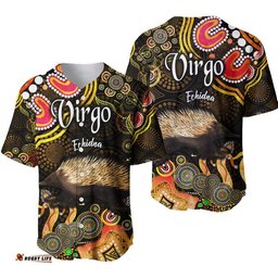Australian Astrology Baseball Jersey Shirt Virgo Echidna Zodiac Aboriginal Vibes Gold