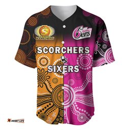 Perth Scorchers and Sydney Sixers Cricket Baseball Jersey Shirt Aboriginal Art 04