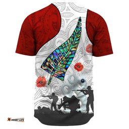 New Zealand Anzac Fern & Maori Baseball Jersey Shirt