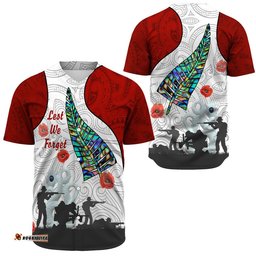 New Zealand Anzac Fern & Maori Baseball Jersey Shirt