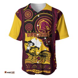 Custom Australia Day Brisbane Broncos Baseball Jersey Shirt NRL 2024 Australian Map Proud