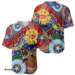 Custom NAIDOC Week 2024 Gold Coast Suns Baseball Jersey Shirt Australia Aboriginal Dot Painting