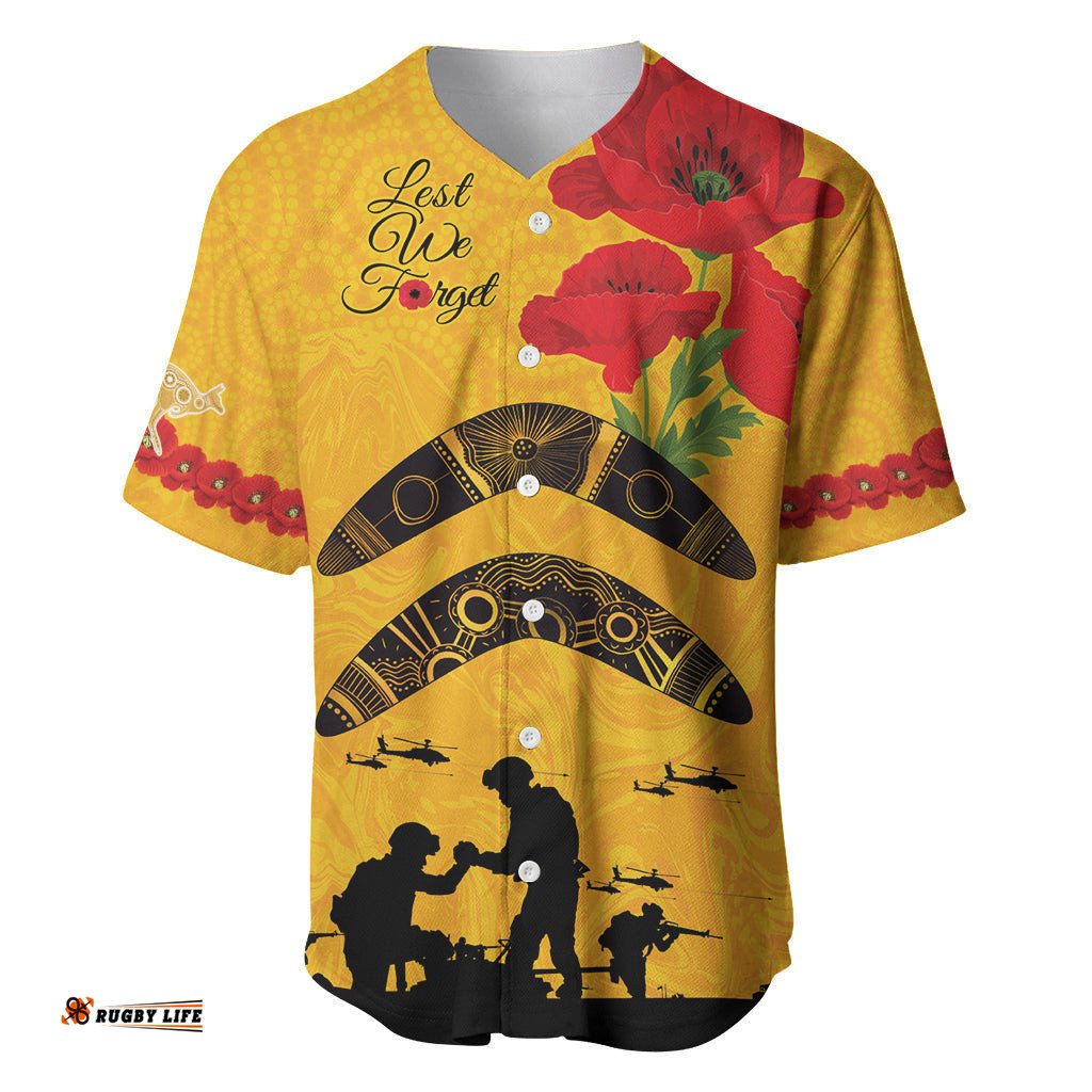 Australia Matildas Soccer ANZAC Custom Baseball Jersey Shirt Gallipoli Soldier With Aboriginal Dots Art