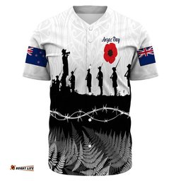 New Zealand Anzac Day Silhouette Soldier Baseball Jersey Shirt