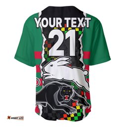 Custom Text And Number NRL Combine Rabbitohs and Panthers Baseball Jersey Shirt 07
