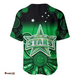 Stars Cricket Baseball Jersey Shirt Melbourne Team Green Gradient Aboriginal Art