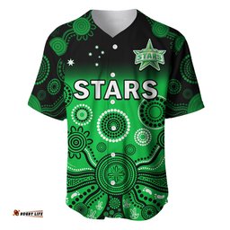 Stars Cricket Baseball Jersey Shirt Melbourne Team Green Gradient Aboriginal Art