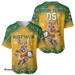 Custom Australia Rugby 2024 Baseball Jersey Shirt Go Wallabies Aboriginal Pattern