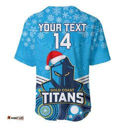 Custom Titans Rugby Christmas Baseball Jersey Shirt Merry Xmas Mix Aboriginal Art