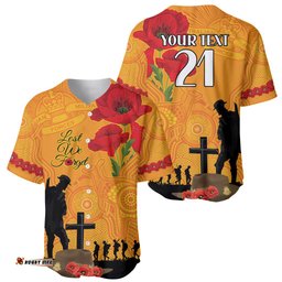 Australia Wallabies Rugby ANZAC Custom Baseball Jersey Shirt Gallipoli Soldier With Aboriginal Dots Art