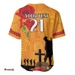 Australia Wallabies Rugby ANZAC Custom Baseball Jersey Shirt Gallipoli Soldier With Aboriginal Dots Art