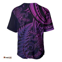 New Zealand Lizard Baseball Jersey Shirt Silver Fern Aotearoa Maori Purple Version