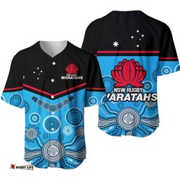Waratahs Super Rugby Baseball Jersey Shirt NSW Tahs Indigenous Art Ver.01