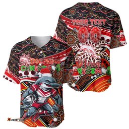 Merry Christmas Dolphins Baseball Jersey Shirt Aboriginal Santa Rugby Mascot Redcliffe