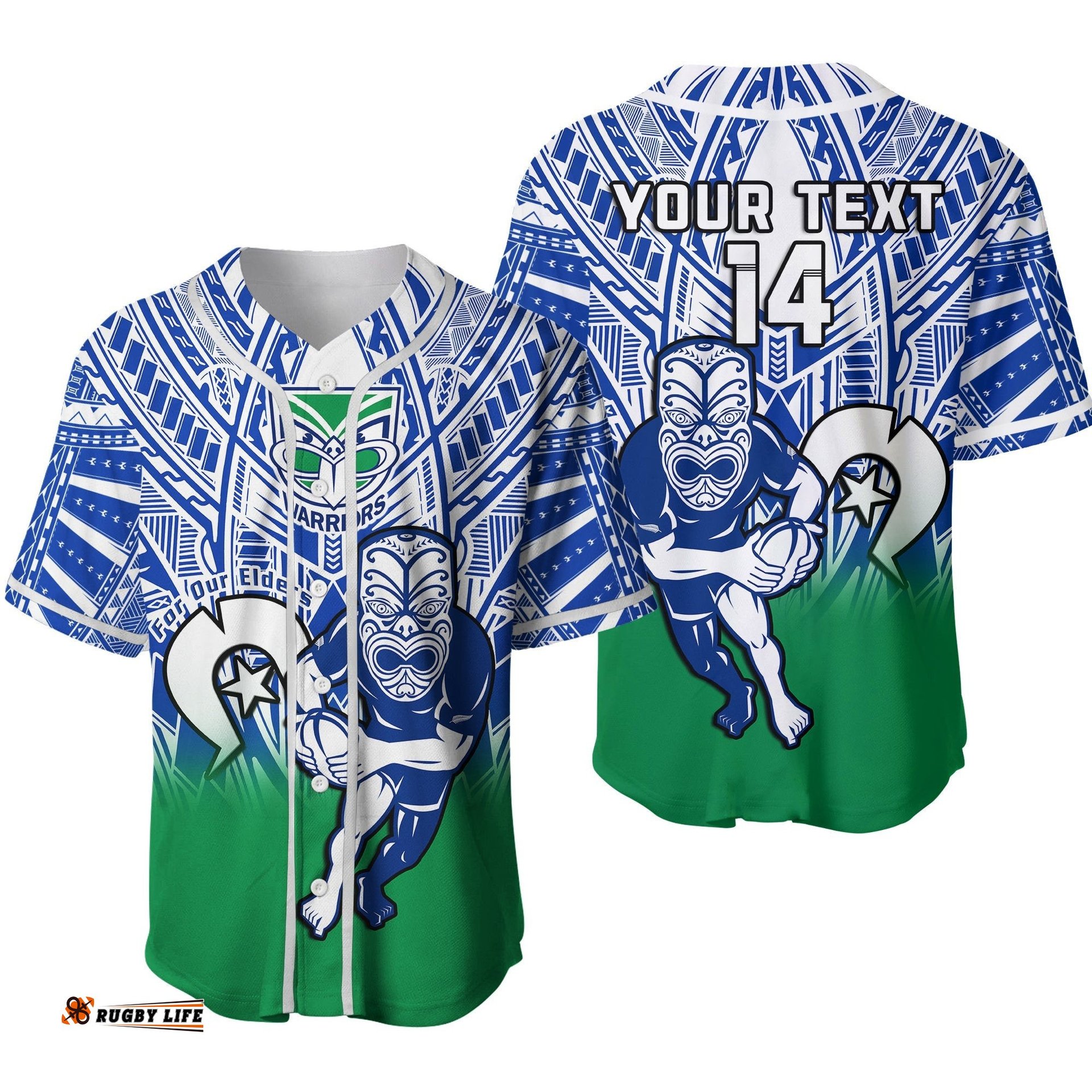 Custom Text And Number Warriors Rugby NAIDOC Baseball Jersey Shirt New Zealand Tiki For Our Elders Ver.02