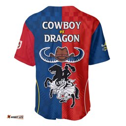 NRL Cowboys Combine Dragon Rugby Baseball Jersey Shirt Sporty Style