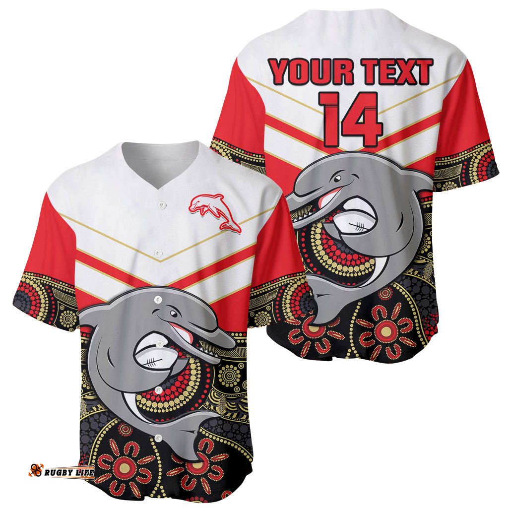 Custom Text And Number Dolphins Rugby Baseball Jersey Shirt Indigenous Dynamic Version 03
