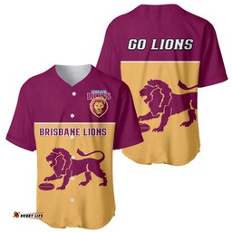 Brisbane Lions Football Baseball Jersey Shirt Sporty Gold Version