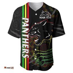 Custom Text And Number Penrith Panthers Rugby Baseball Jersey Shirt The Mountain Men Aboriginal Art Dynamic