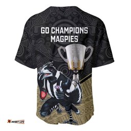 Collingwood Football Baseball Jersey Shirt Magpies Go Champions Polynesian Indigenous Art