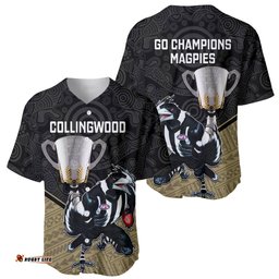 Collingwood Football Baseball Jersey Shirt Magpies Go Champions Polynesian Indigenous Art