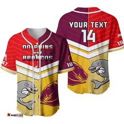 Custom Text And Number Dolphins Mix Broncos Rugby Baseball Jersey Shirt Indigenous Art Ver.02