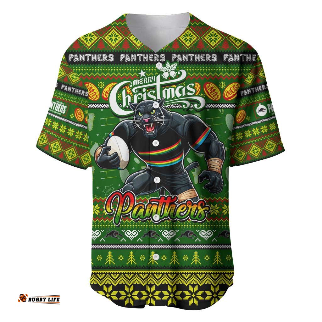 Personalized Panthers Rugby Xmas Baseball Jersey Shirt Australia NRL Mascot
