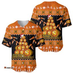 Perth Scorchers Cricket Christmas Baseball Jersey Shirt Merry Xmas Indigenous Art