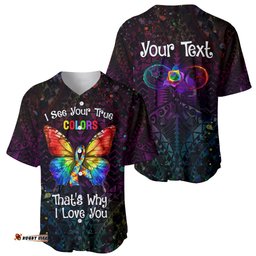 I See Your True Colors Personalised Baseball Jersey Shirt Autism Awareness
