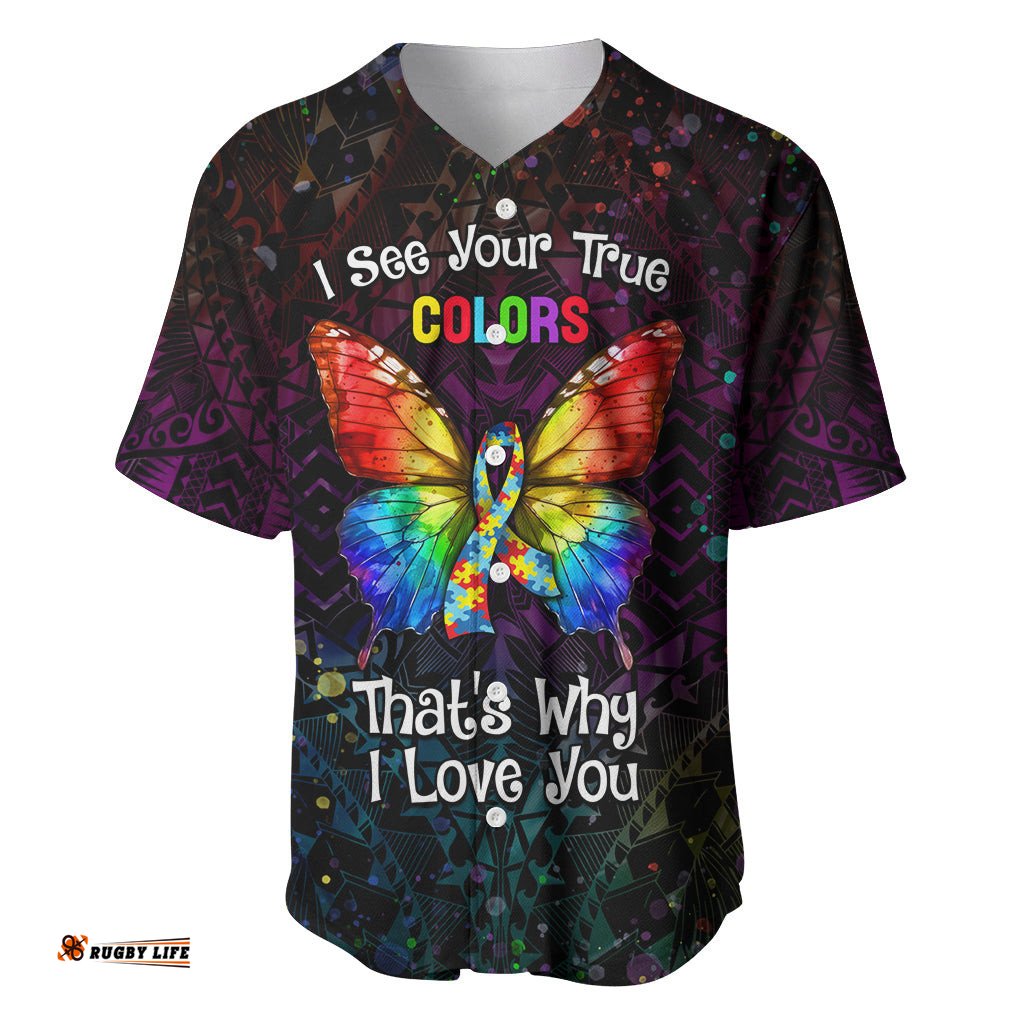 I See Your True Colors Personalised Baseball Jersey Shirt Autism Awareness
