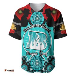 Brisbane Heat ANZAC 2024 Baseball Jersey Shirt Lest We Forget Poppy Mix Camouflage