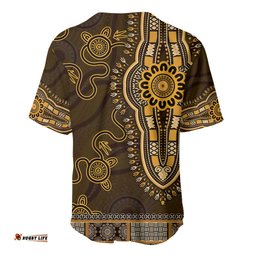 Gold African Dashiki With Australia Aboriginal Art Baseball Jersey Shirt