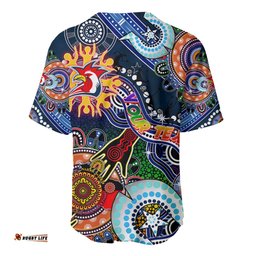 Personalised Roosters NAIDOC Week 2024 Baseball Jersey Shirt Australia Aboriginal Dot Painting